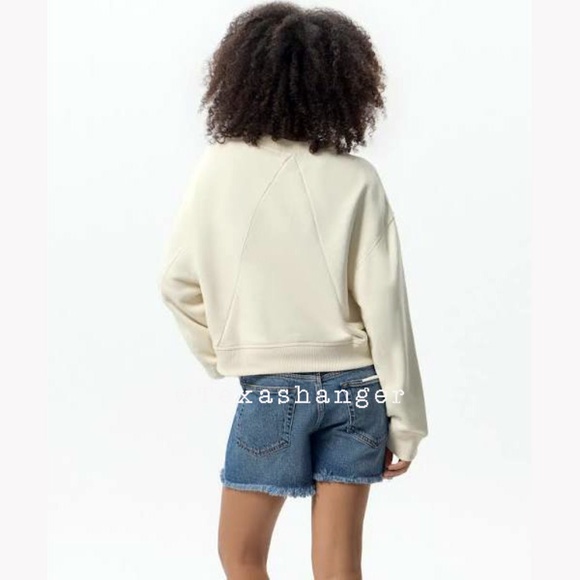 NWT Rag and Bone RB Raquet Sweatshirt M Medium Ivory - Picture 8 of 14